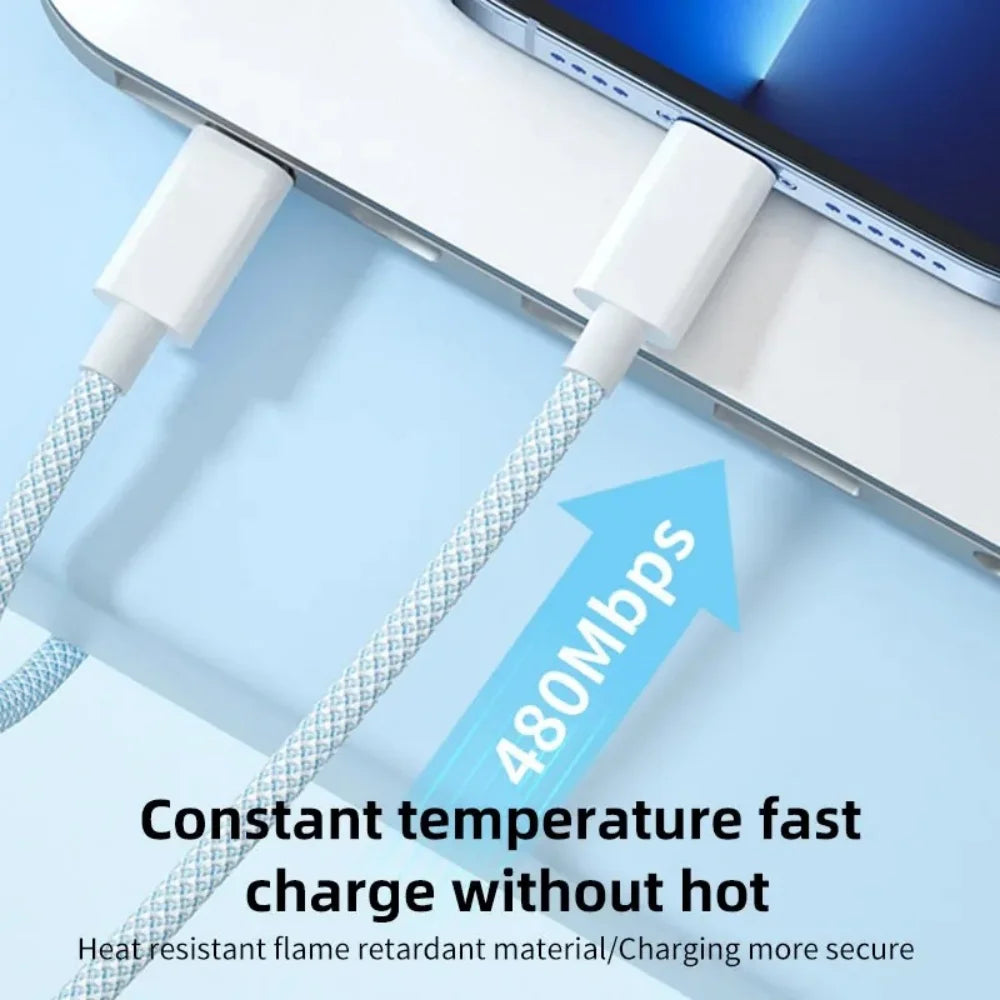 USB-C to USB-C PD 60W Fast Charging Braided Cable 1M/2M USB-C Charging Cable PRIMED