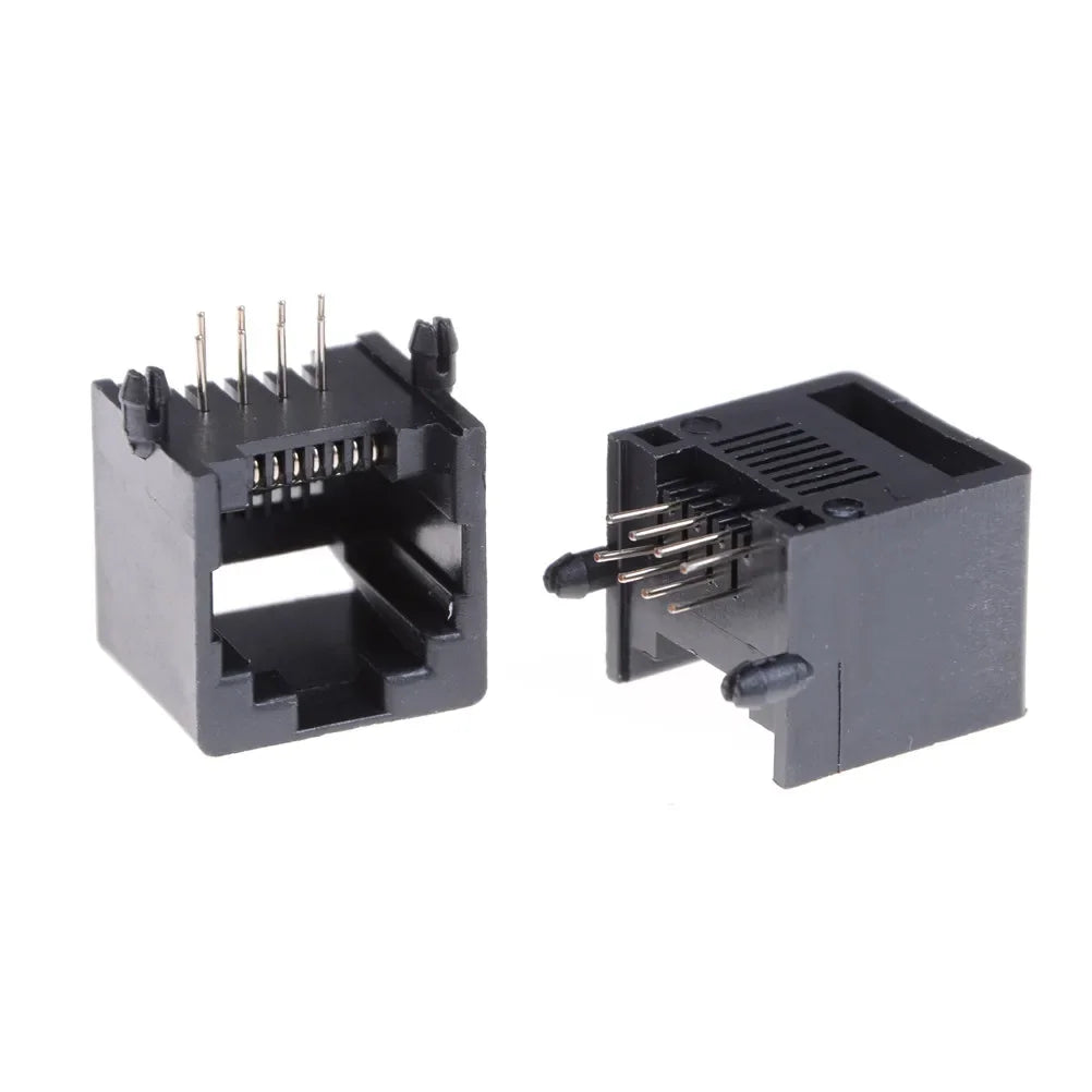 10-Pack RJ45 8P8C PCB Jack Socket – Black Network Connector