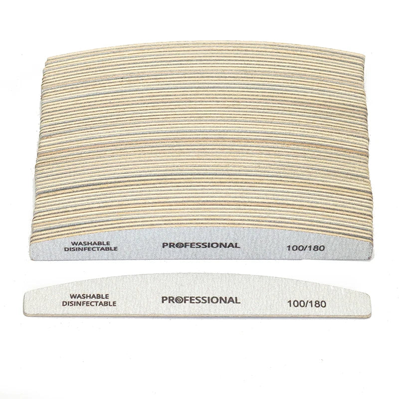 JEARLYU Half-Moon Wooden Nail Files Set 5/10/20/40 Pcs Wooden Nail Files PRIMED 40pcs Grit100-180