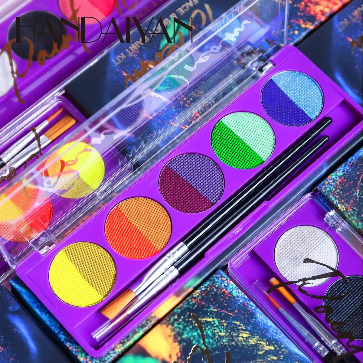 UV Glow Face & Body Paint Palette – Water-Based High Pigment