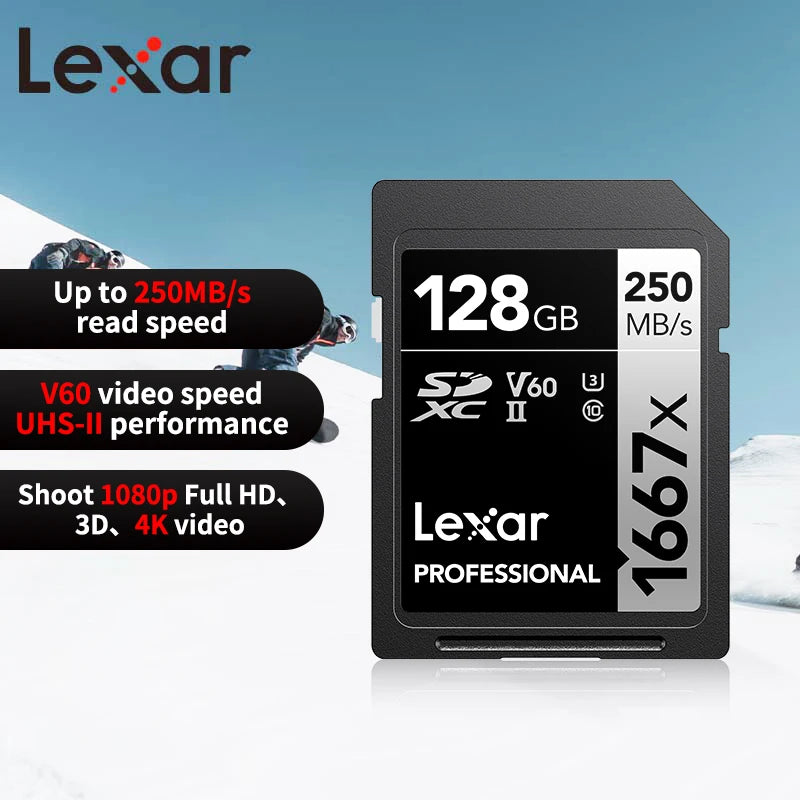 Lexar 1667x UHS-II V60 SDXC Card | 4K Video | 250MB/s SD Memory Card PRIMED