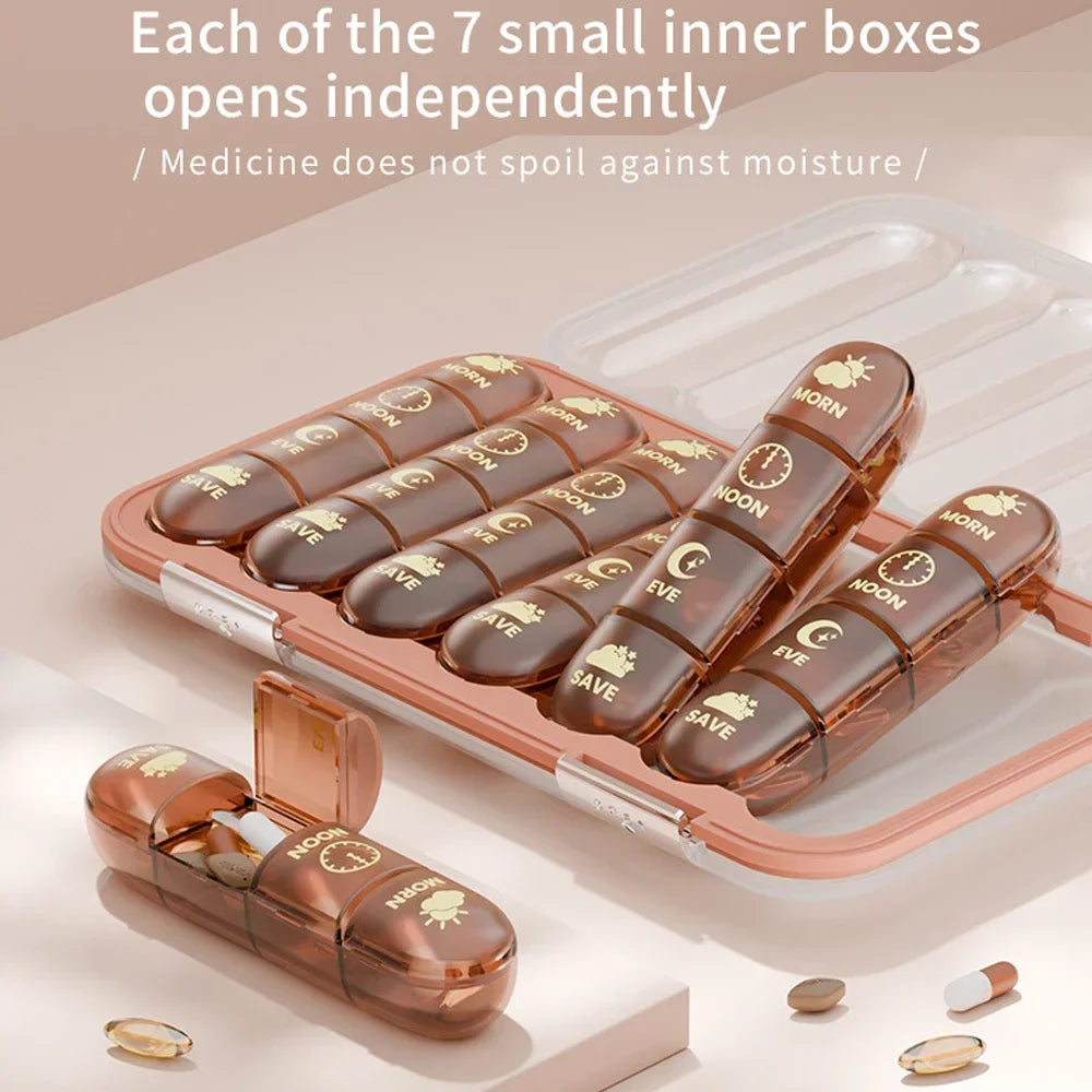 Weekly Pill Organizer 3-4x Daily | Moisture-Proof Travel Pill Box