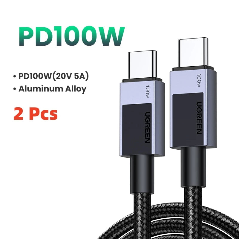 UGREEN 100W USB-C Cable 5A Fast Charging PD3.0 QC4.0 USB-C Charging Cable PRIMED 2Pcs Space Grey 1m China Mainland|Type-C to Type-C