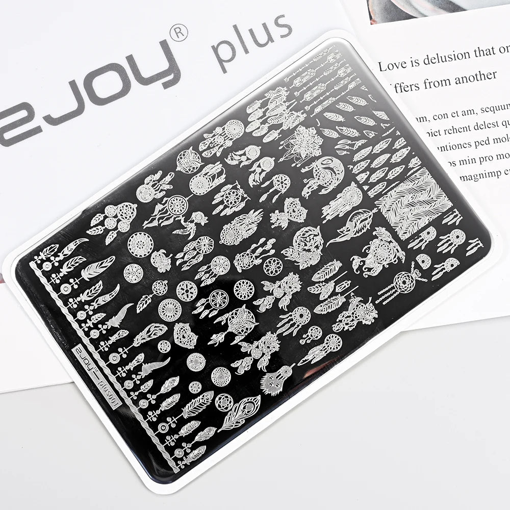 Nail Art Stamping Plate – Flower, Leaf & Butterfly Stencil Nail Stamping Plate PRIMED TL-Plus001