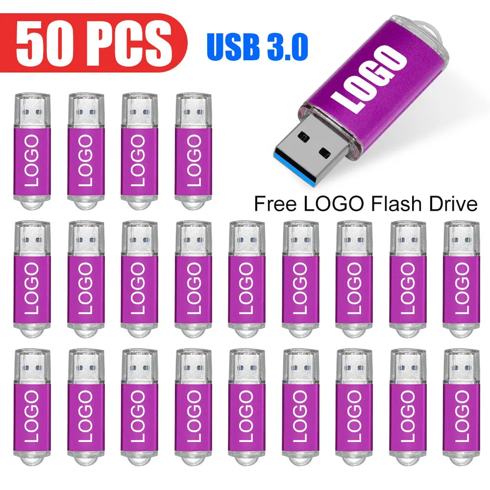 Metal USB 3.0 Flash Drives 8–128GB | Bulk Custom Logo Pen Drives USB Flash Drive PRIMED 128 GB Purple X 50PCS China Mainland
