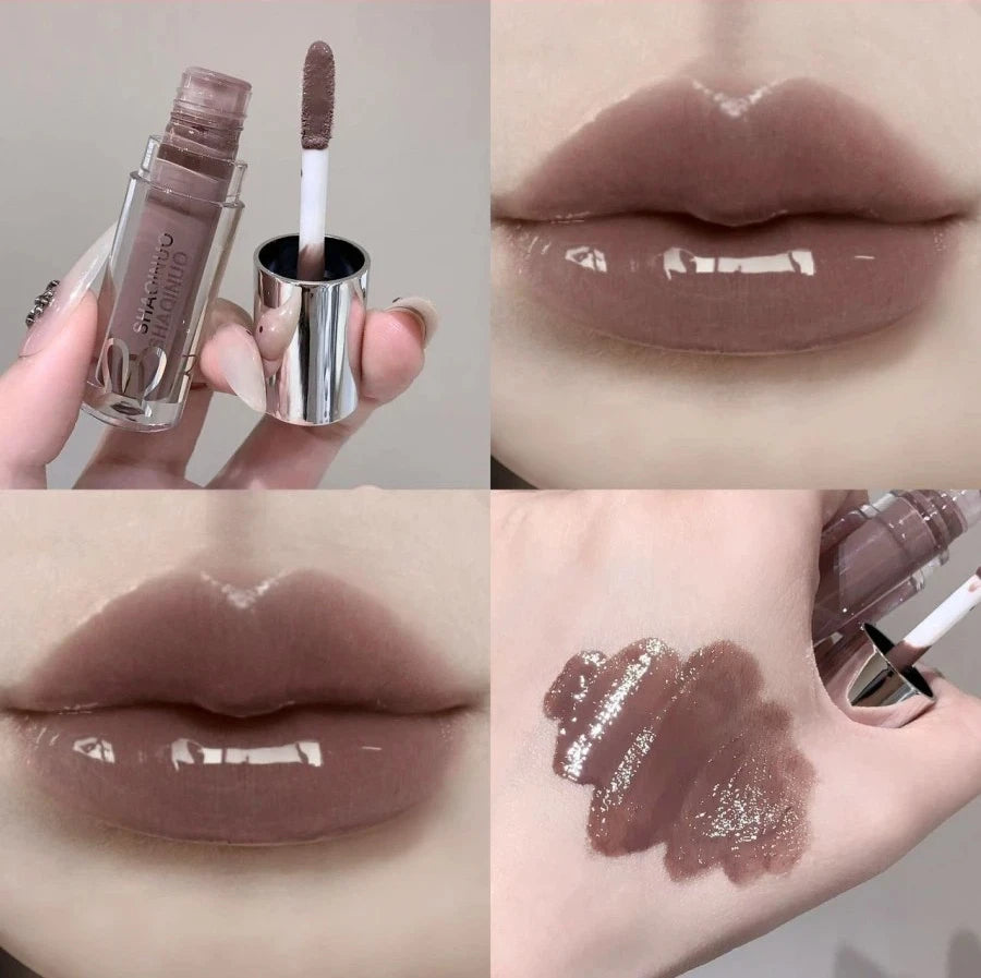 Water Glazed Mirror Lip Gloss – Crystal Nude Jelly Lip Tint