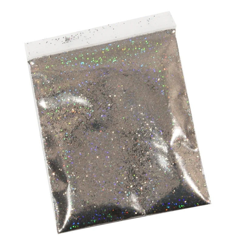 Holographic Nail Glitter Powder 10g – Silver & Gold Laser
