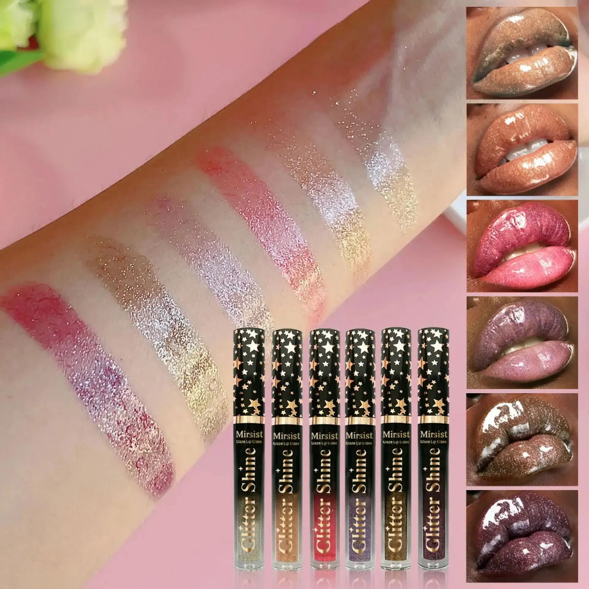 6-Piece Pearl Lip Glaze Set – Hydrating Liquid Lipstick Gloss Liquid Lip Gloss Set PRIMED