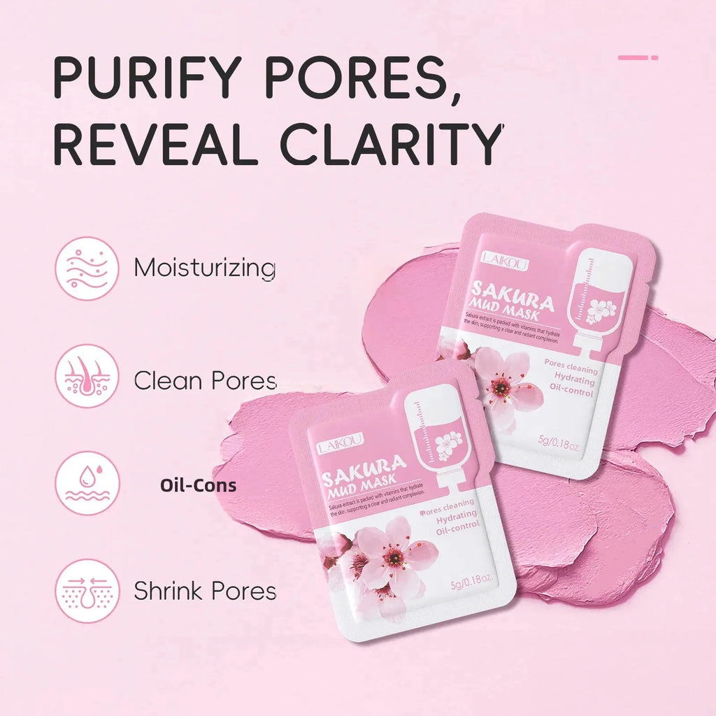 LAIKOU Sakura Eggplant Mud Mask 10pcs | Pore & Oil Control Clay Face Mask PRIMED