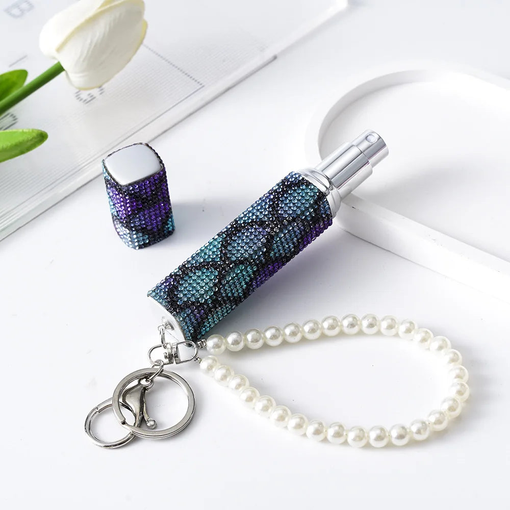 Rhinestone Travel Perfume Spray Bottle Keychain Atomizer