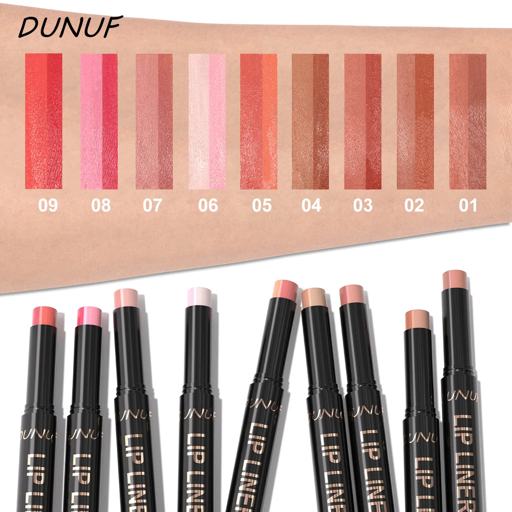 DUNUF 2-in-1 Gradient Lip Liner Lipstick Pen – Matte Velvet Lip Liner Lipstick PRIMED
