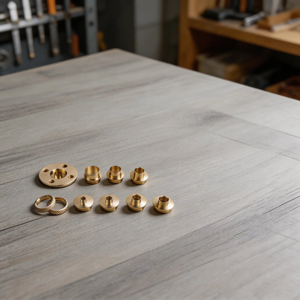 10-Piece Brass Router Bushing Set with Acrylic Base Plate & Case Router Bushing Set PRIMED