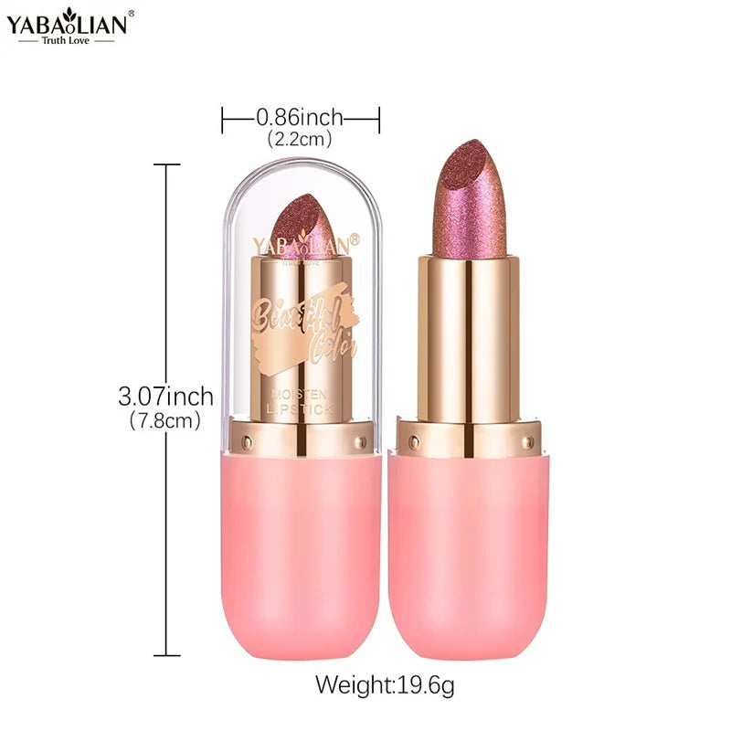 Metallic Chameleon Pearl Lipstick – Waterproof Glitter Lip Gloss Metallic Pearl Lipstick PRIMED