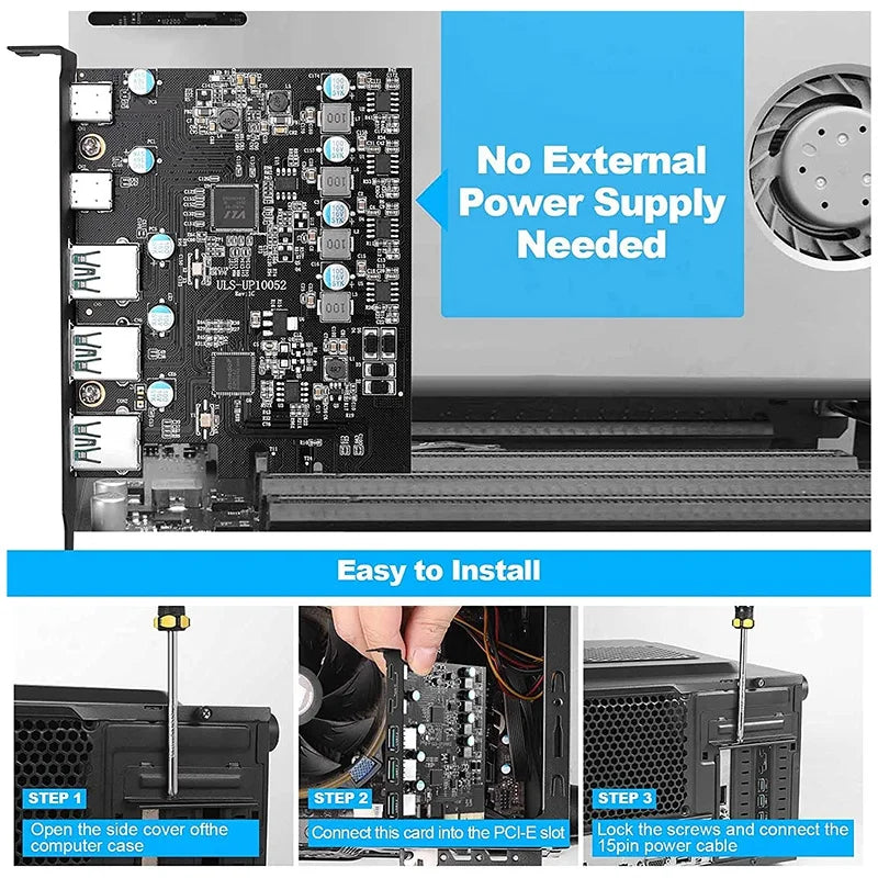 USB 3.2 Gen 2 PCIe x4 Card – 3x USB-A & 2x USB-C | 10Gbps USB Expansion Card PRIMED