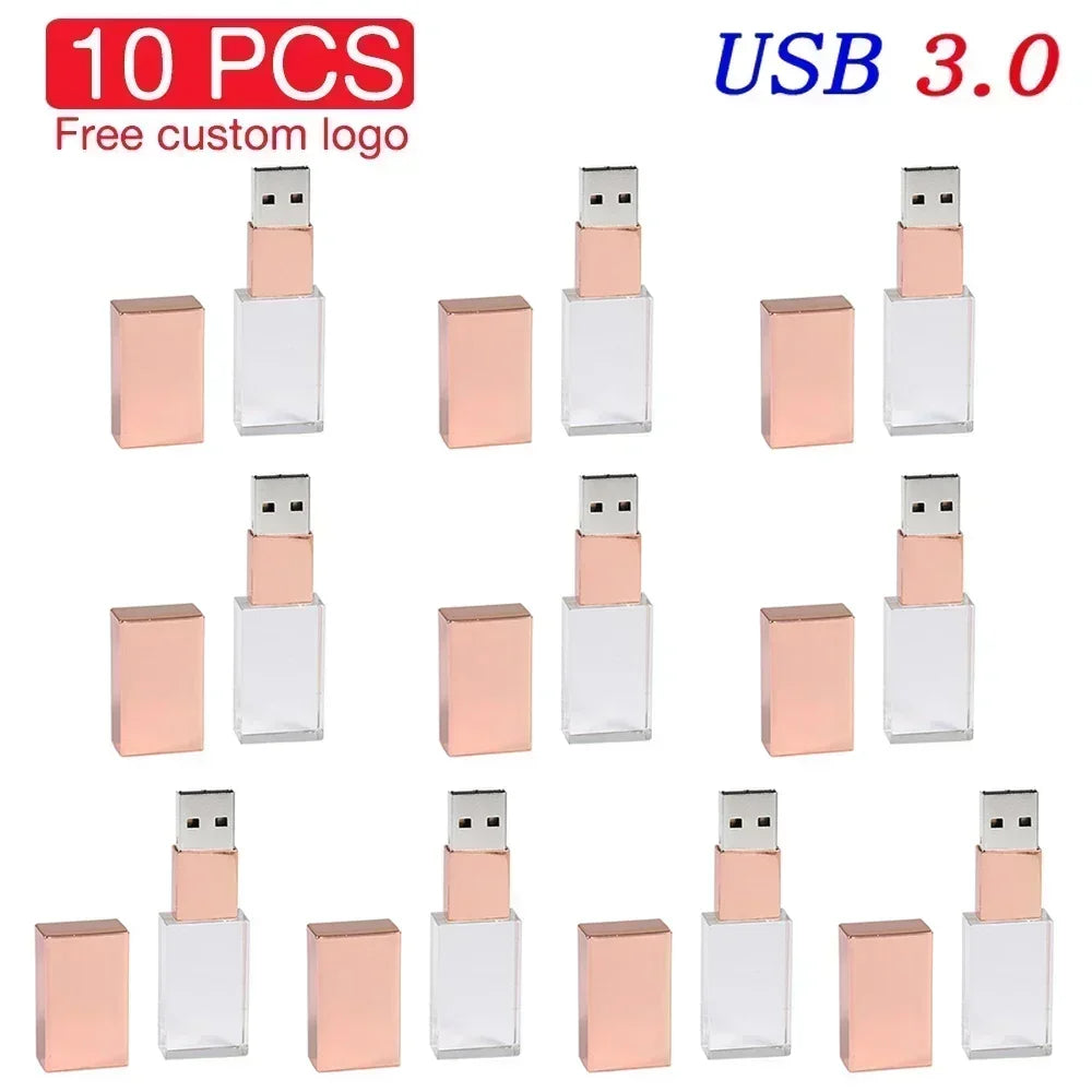 10-Pack 128GB Crystal USB 3.0 Flash Drives – Free Custom Logo USB Flash Drive PRIMED 4GB Rose gold no box China Mainland