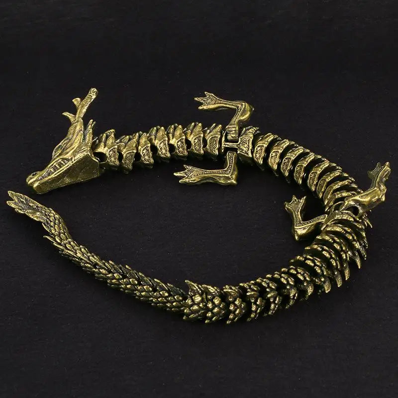3D Movable Alloy Dragon Statue | Antique Desktop Ornament Dragon Figurine Ornament PRIMED
