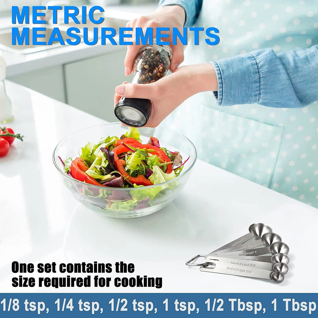 LMETJMA 6-Piece Stainless Steel Measuring Spoon Set | Baking Measuring Spoon Set PRIMED