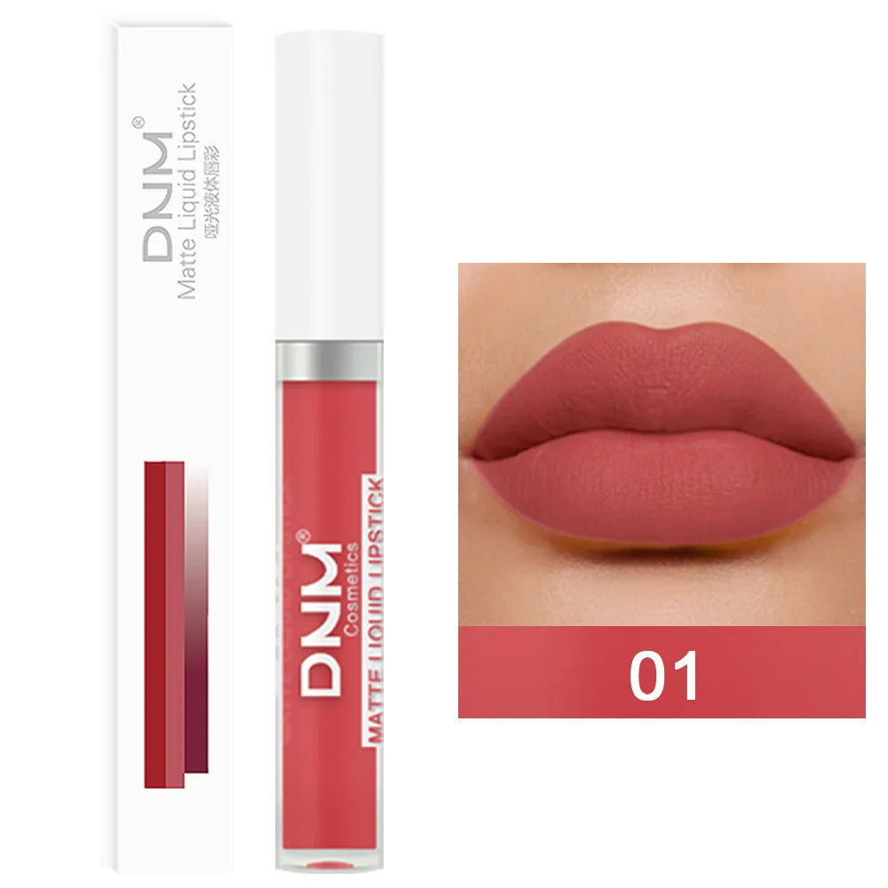 DNM Matte Liquid Lipstick 19 Colors – Waterproof Velvet Lip Tint Liquid Lipstick PRIMED 01