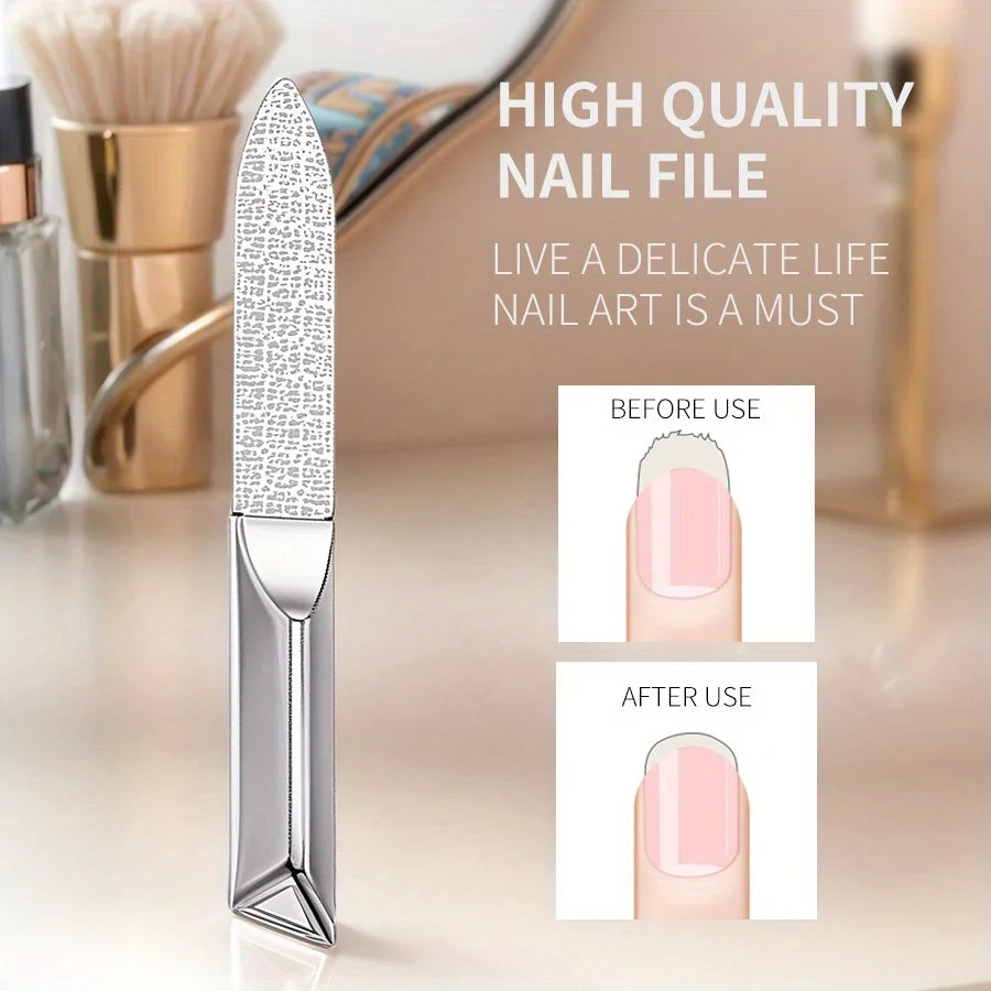 Ouriner Stainless Steel Double-Sided Nail File with Storage