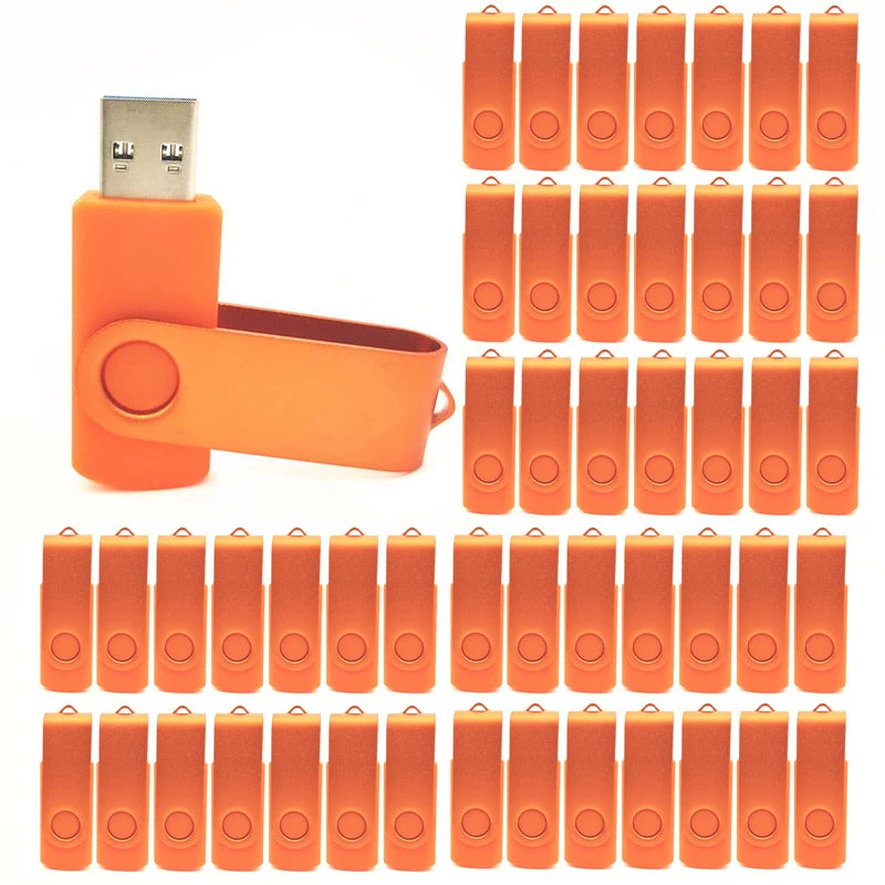50-Pack Custom Logo USB 2.0 Metal Flash Drives 4GB–64GB USB Flash Drive PRIMED orange-J1 128 MB-50PCS