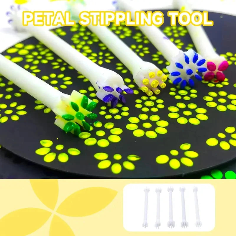 Dot Painting Embossing Stamp Pen Set – Floral DIY Art Tools