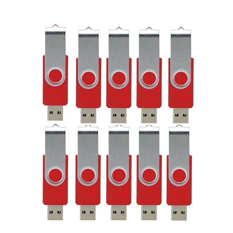 10 Pcs Custom Logo USB Flash Drives 4GB–64GB | Bulk Pen Drives USB Flash Drives PRIMED red 128MB-10Pcs