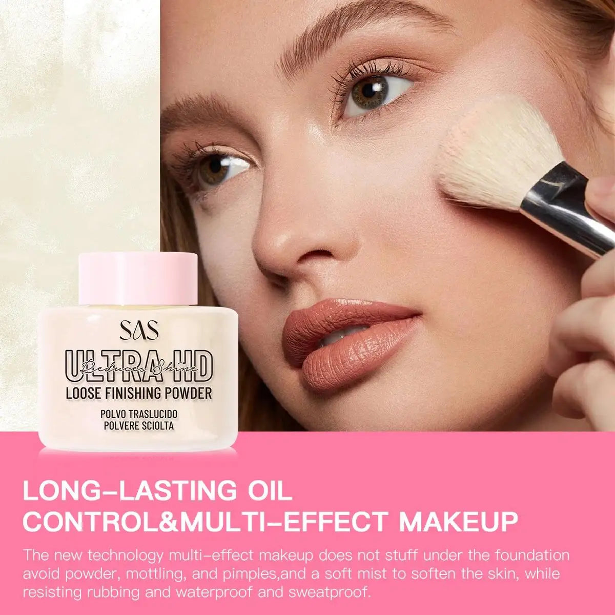 USHAS Loose Setting Powder – Matte, Oil-Free, Pore Blurring
