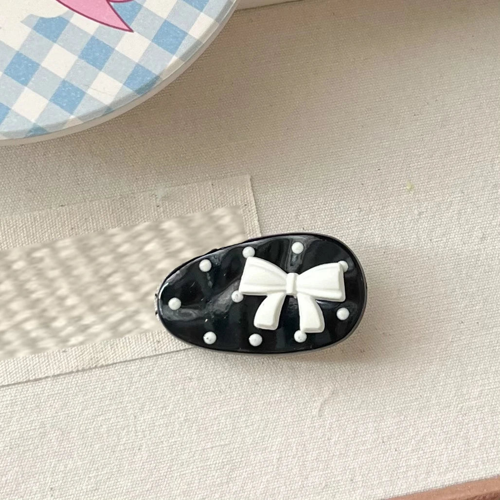 Polka Dot Bow Hair Clip – Black & White | Girls & Women