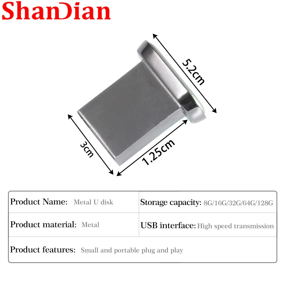 JASTER Mini Metal USB Flash Drive 2.0 – 8GB to 128GB USB Flash Drive PRIMED