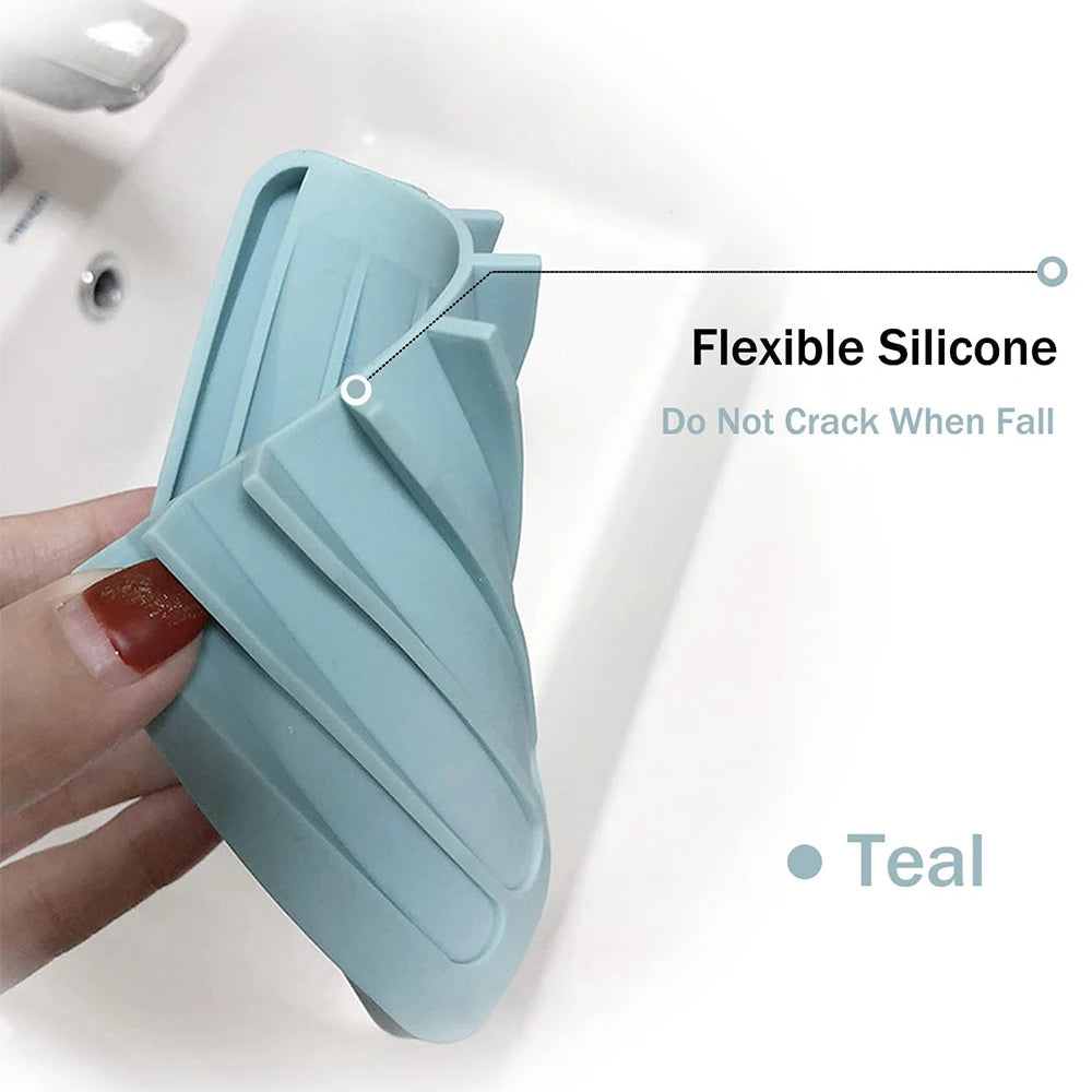 Silicone Sponge & Soap Holder – Self-Draining Waterfall Dish