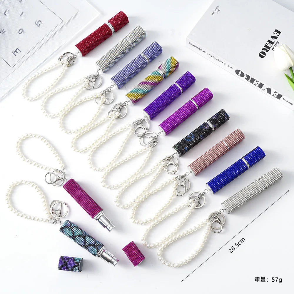 Rhinestone Travel Perfume Spray Bottle Keychain Atomizer
