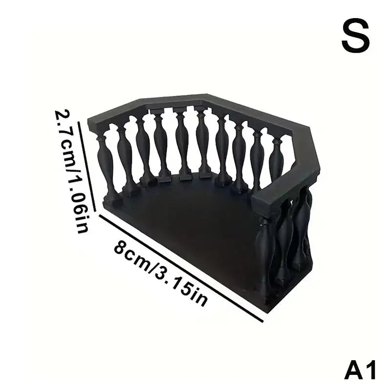 Miniature Dollhouse Balcony with Railing – European Style DIY Dollhouse Accessory PRIMED A1