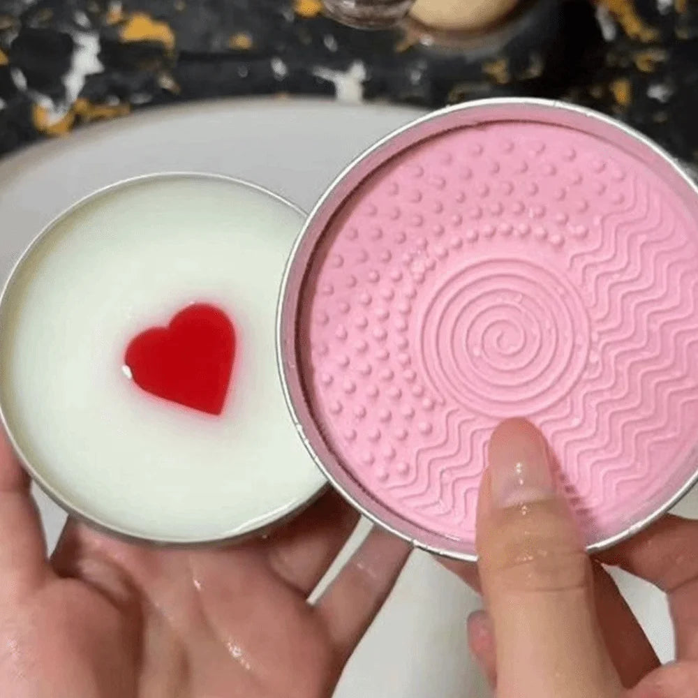 Makeup Brush Cleaner Soap with Silicone Mat | Heart Tin
