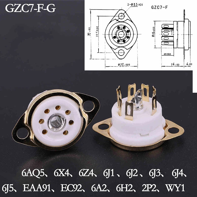 Gold-Plated 7-Pin B7G Vacuum Tube Socket | 6AQ5 6J1 6J2