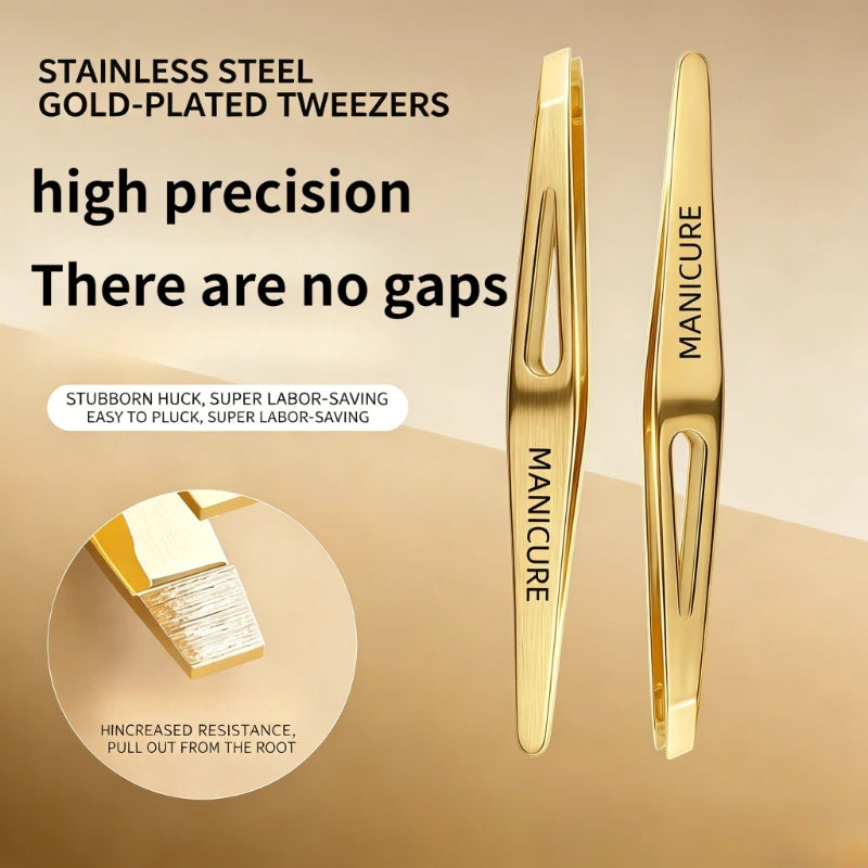 Stainless Steel Slant Tweezers – Eyebrow, Lash & Beard Tool