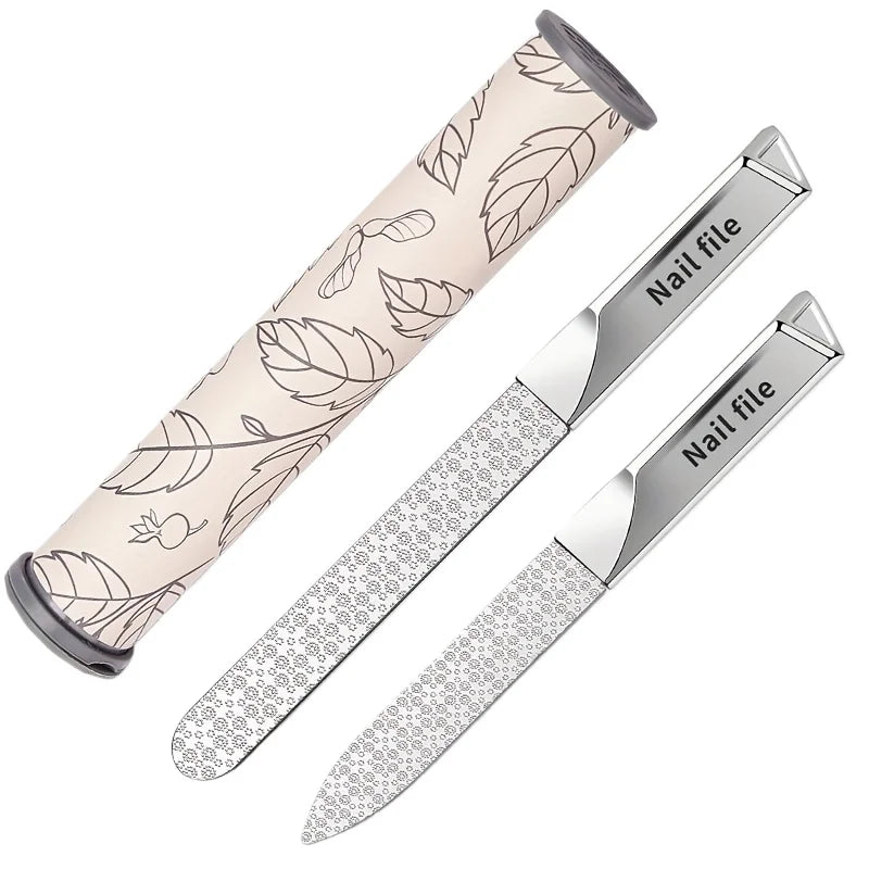 Ouriner 2-Piece Double-Sided Stainless Steel Nail File Set Nail File Set PRIMED 2 pcs with tube