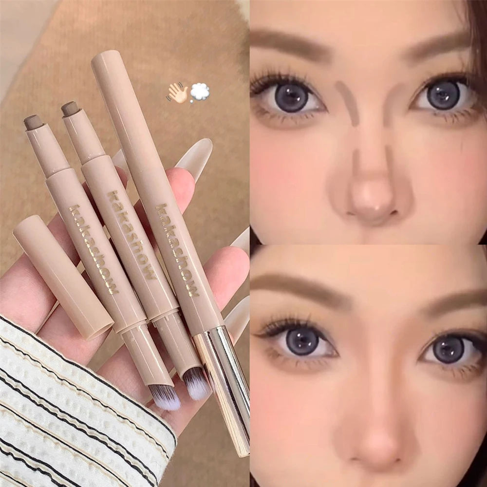 3D Dual Contour Stick with Brush – Matte Bronzer & Nose Shadow Contour Bronzer Stick PRIMED