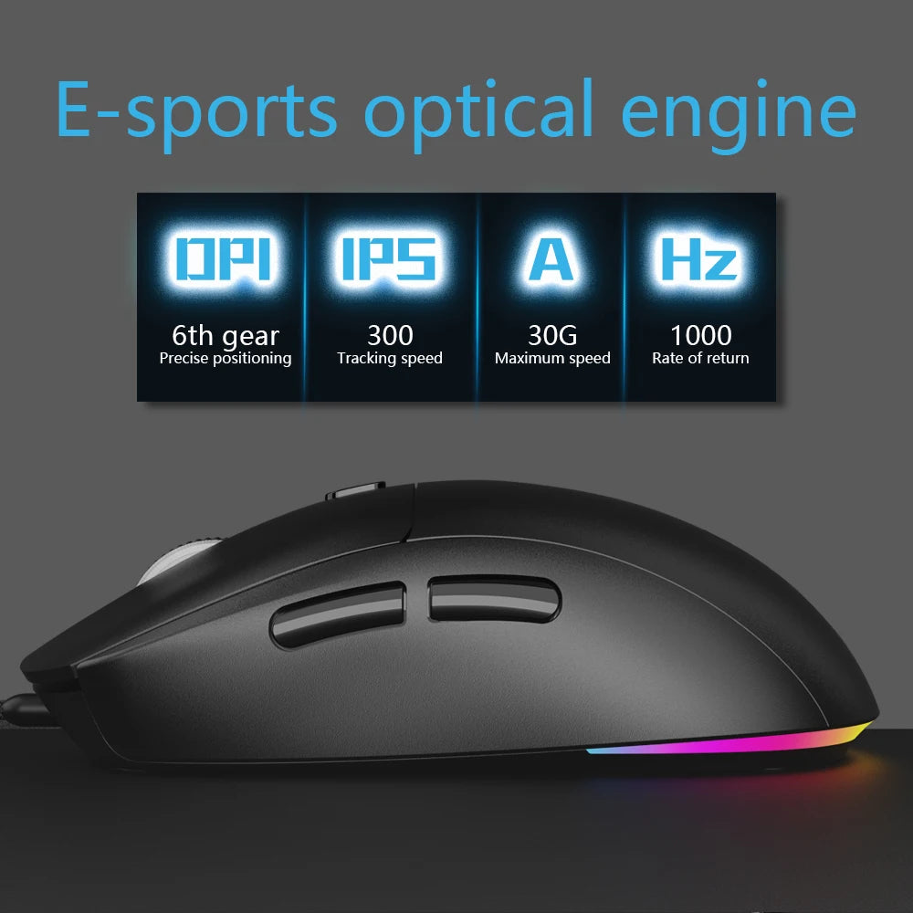 USB Wired Mouse – 6-Button Ergonomic DPI Adjustable Backlit Wired Computer Mouse PRIMED