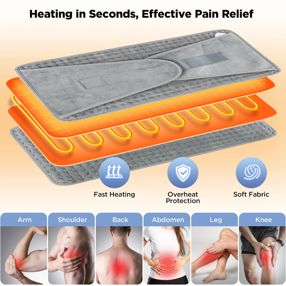 Hailicare Electric Heating Pad – 9-Level Waist & Back Warmer Electric Heating Pad PRIMED