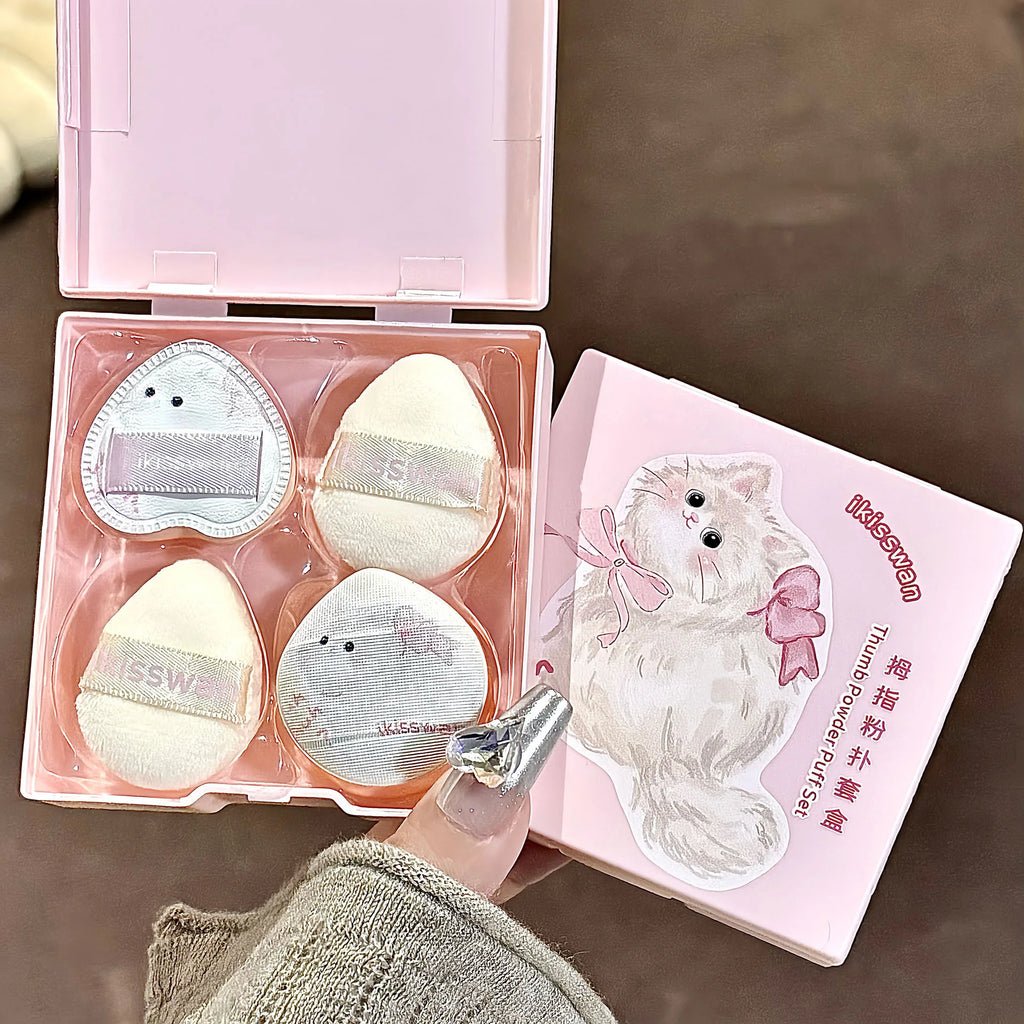 Mini Finger Makeup Puff Set 5pcs – Soft Velvet Beauty Sponges Makeup Sponge Set PRIMED pink