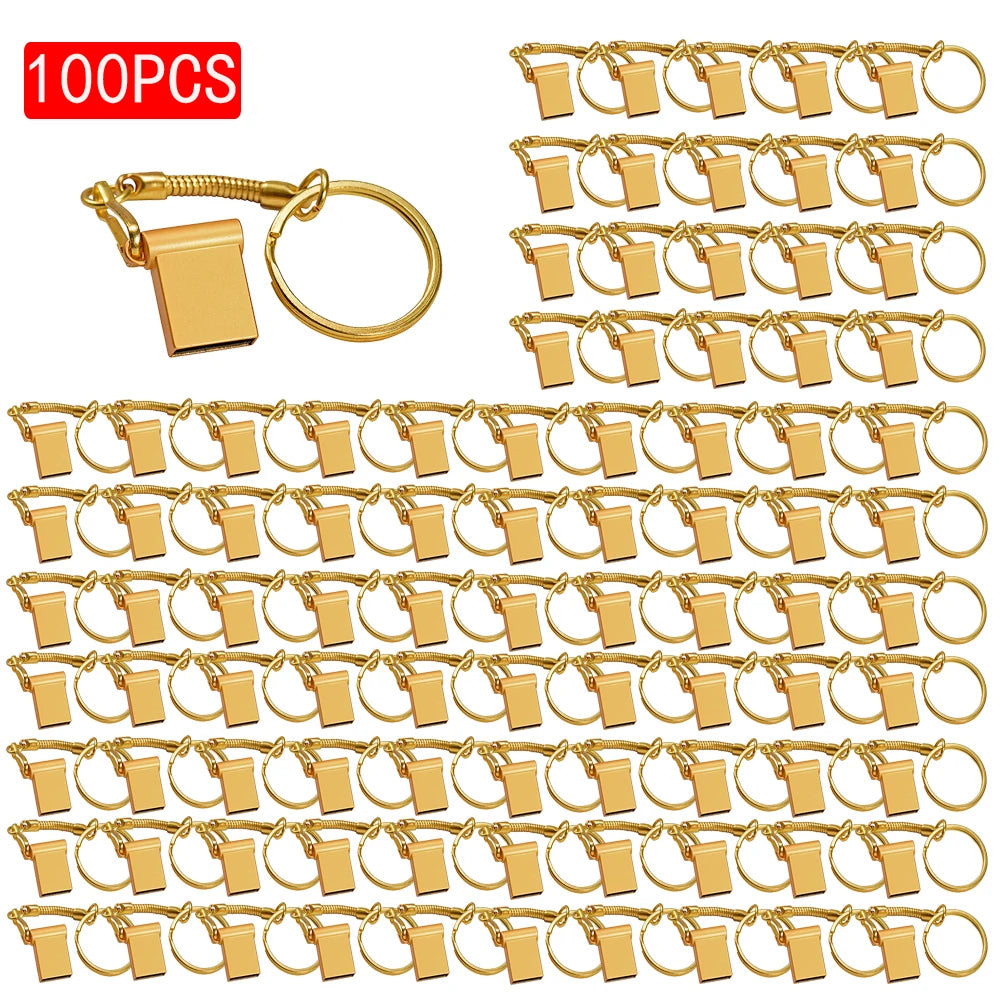 100-Pack Custom Logo USB Flash Drives | Bulk Business Gift USB Flash Drive PRIMED Gold 64GB X 100pcs China Mainland