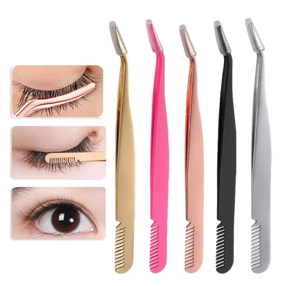 Stainless Steel Eyelash Extension Tweezers Curved & Straight