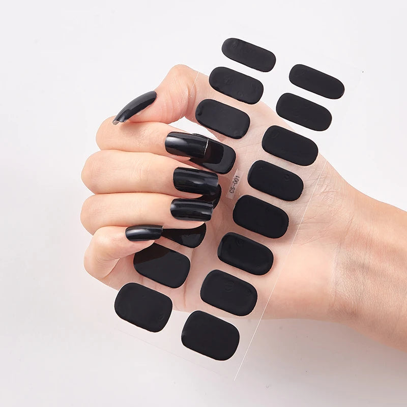 Semi-Cured Gel Nail Wraps Full Cover Stickers – 16pc Set