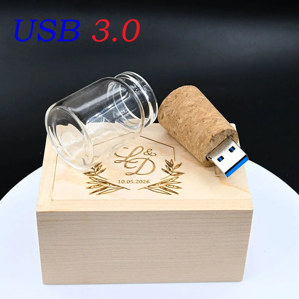 Glass Drift Bottle USB Flash Drive 8GB–128GB | Custom Logo USB Flash Drive PRIMED
