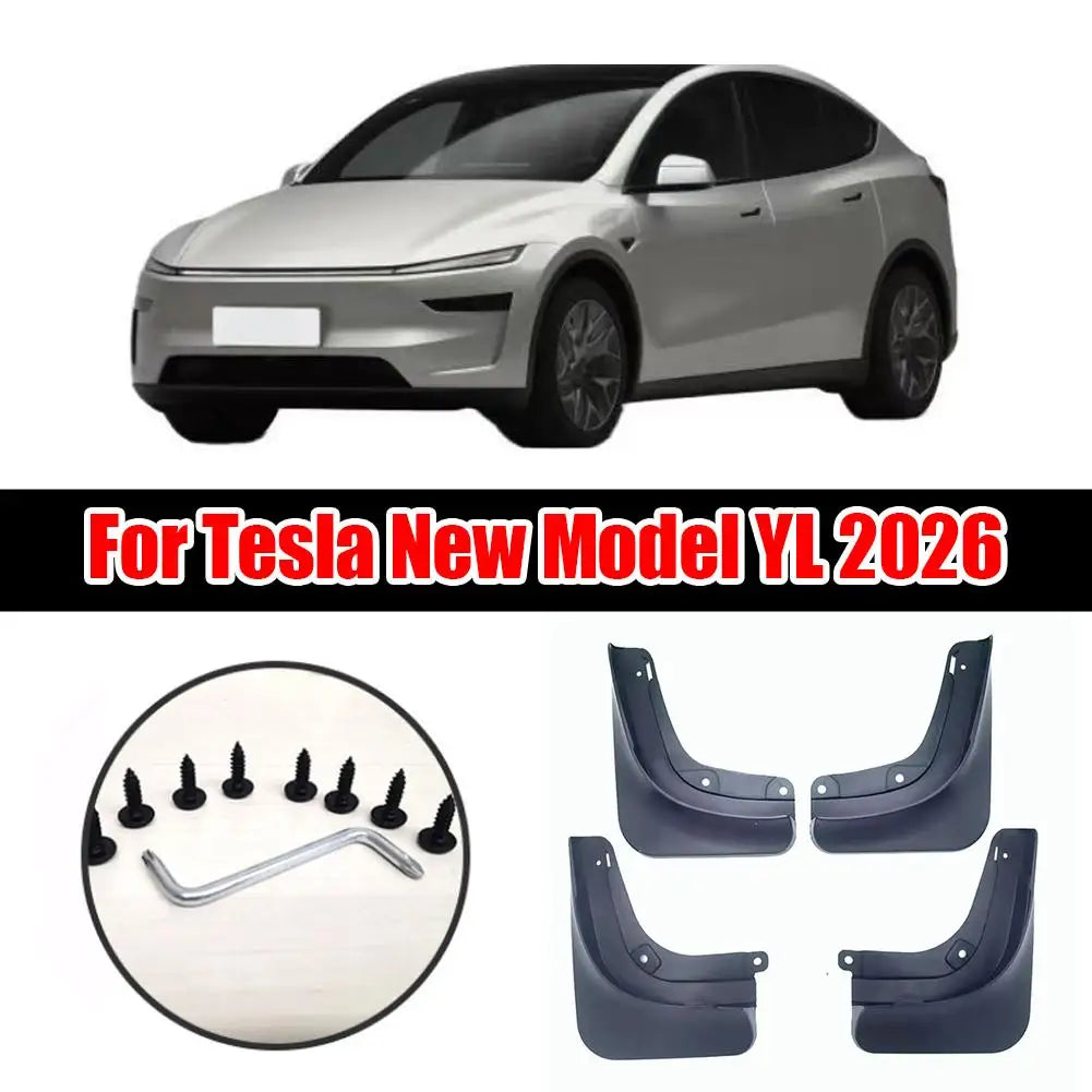 Tesla Model Y 2026 Mud Flaps – 4-Piece TPE Splash Guards