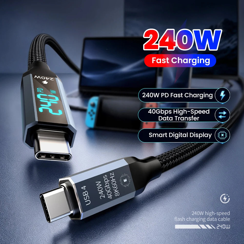 USB4 Type-C Cable 240W Fast Charging 40Gbps 8K 60Hz USB4 Charging Cable PRIMED