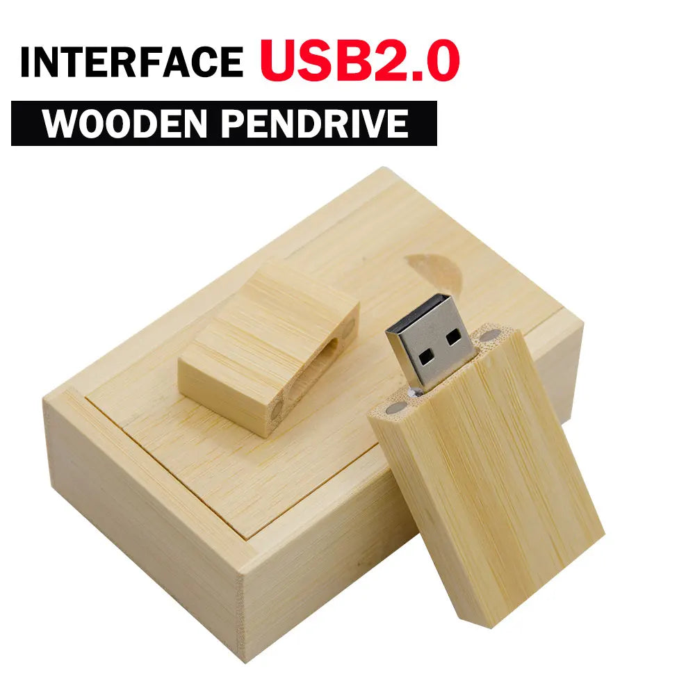 Wooden USB Flash Drive Custom Logo 4GB–128GB | Gift Box USB Flash Drive PRIMED 128 GB Carbonized with box