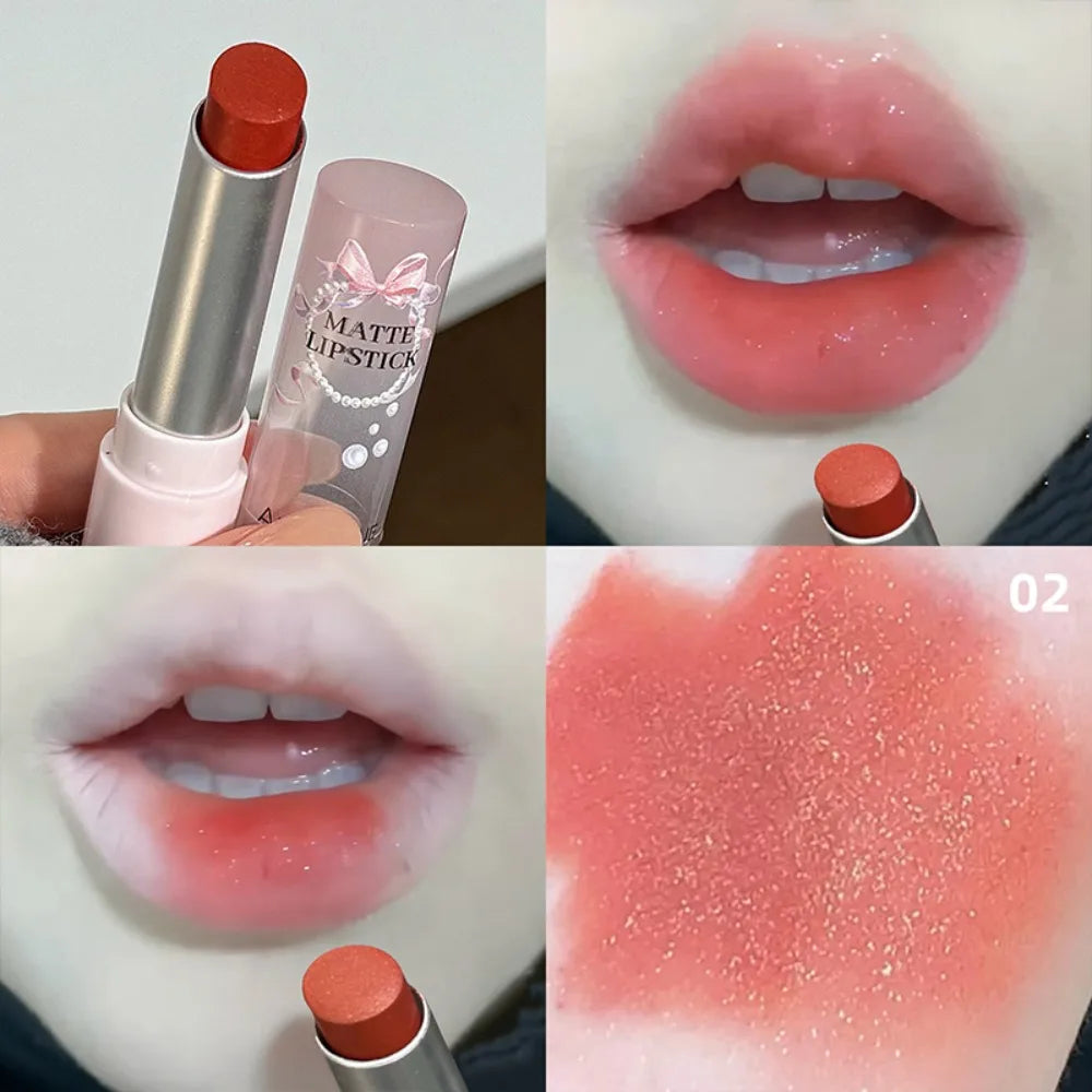 Velvet Matte Glitter Lipstick – Nude Brown Long-Lasting