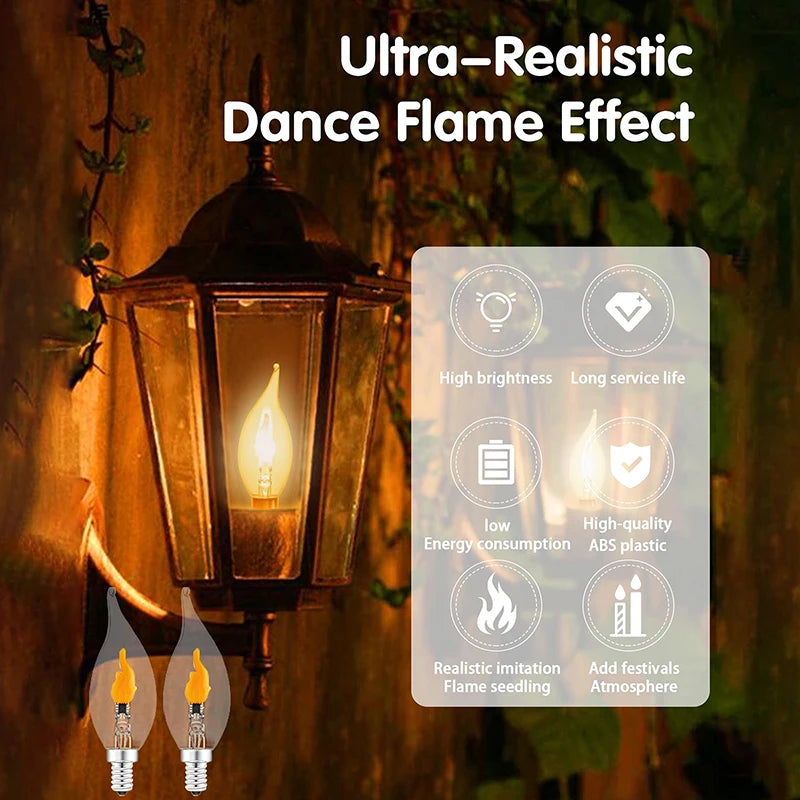 LED Flickering Flame Bulb E12/E14/E27 – Realistic Fire Effect
