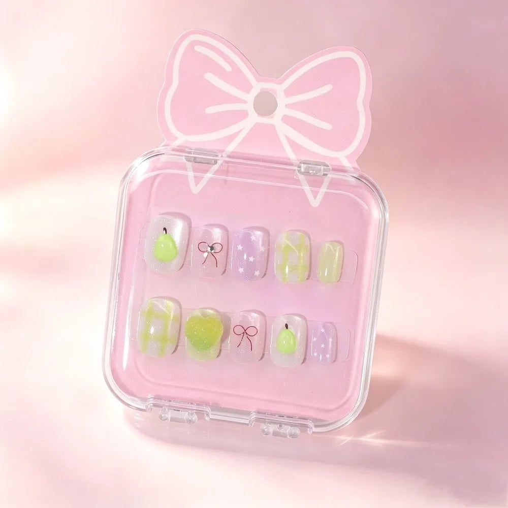 Kids Cat's Eye Press On Nails – Cute Detachable 10pc Set